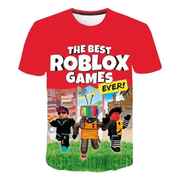ROBLOX Kortärmad T-shirt för barn Bomull Sommar Barnkläder Tecknad Casual T-shirt Pojkar och flickor Sweatshirt STJ-TDX-647-3 100CM