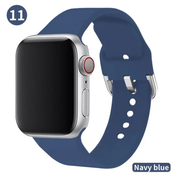 Lämplig för äpplen Mjuk silikonrem för Apple Watch Band 41mm 45mm 38mm 42mm 40 41mm Smart Watchband Armband För iWatch Series 9 8 7 6 Navy Blue 42 44 45 49mm S-M