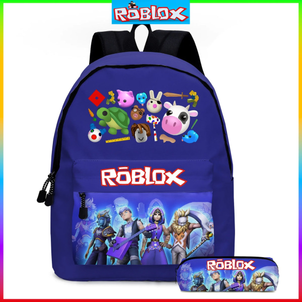 A-SET Roblox Primär- och mellanstadieelever Skolväska Pennaväska Måltidsväska Pojkar Flickor Anime Mochila Födelsedagspresent för barn A Schoolbag-02