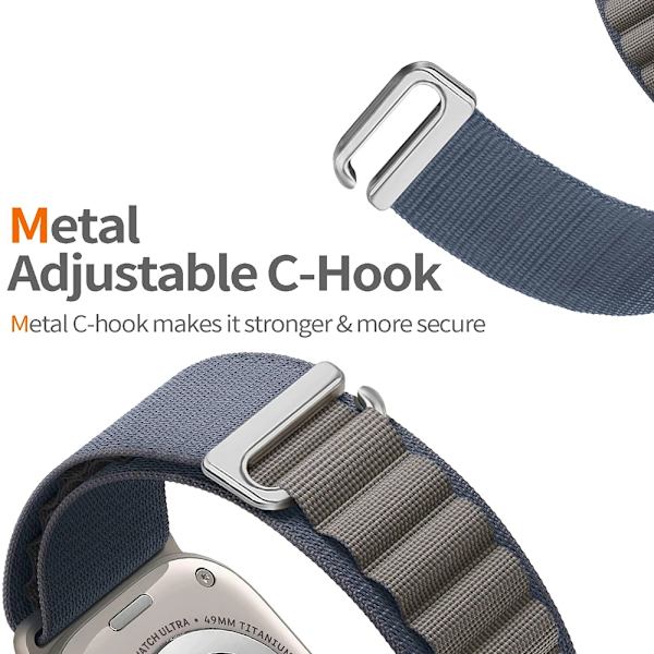 Lämplig för äpplen Alpine Loop Strap för Apple Watch Ultra Band 49mm 45mm 44mm 42mm 41mm 40mm Metall C-Hook Armband iwatch SE series 9 8 7 Gray 38mm 40mm 41mm
