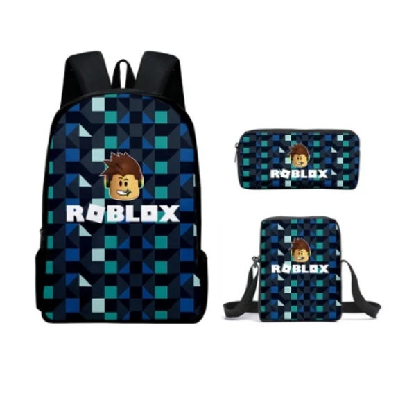 3PC-SET 3D-utskrift Roblox-spel som omger Primär- och gymnasieelever Ryggsäck Satchel Pen Väska Anime Cartoon Mochila 3PC--09