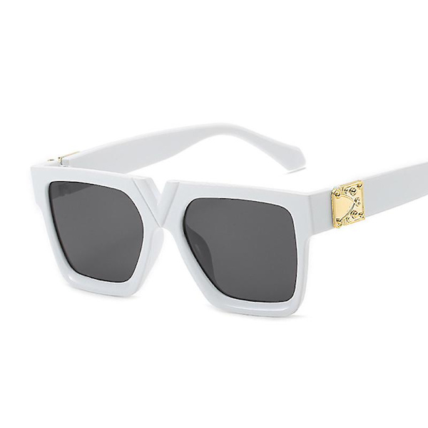 2023 Fyrkantiga solglasögon Kvinna Lyxmärke Resor Svarta rektangulära solglasögon Kvinnligt mode Retro Lunette De Soleil Femme White Gray Other