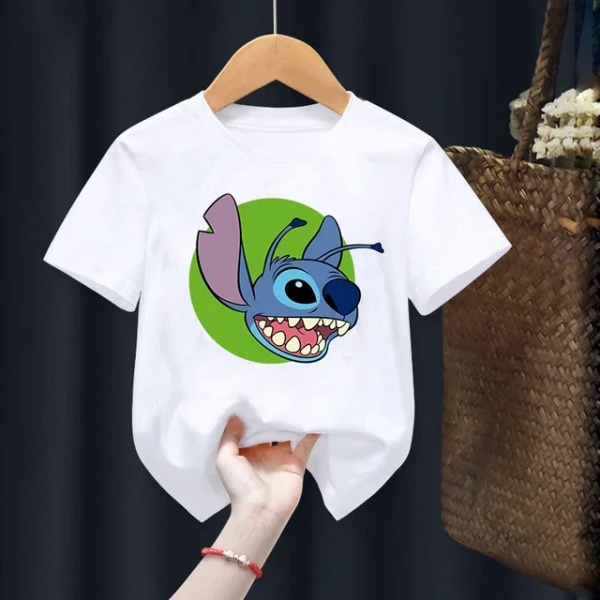 Disney Lilo Stitch Barn T-shirt Kawaii T-shirt Anime Tecknade Barn Casual T-shirt Barn Flicka Pojke Mode Y2K Topp 011652 110