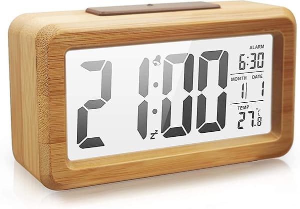 Digital väckarklocka i trä,acsergery stor ledskärm,acsergery 12/24 timmar null none