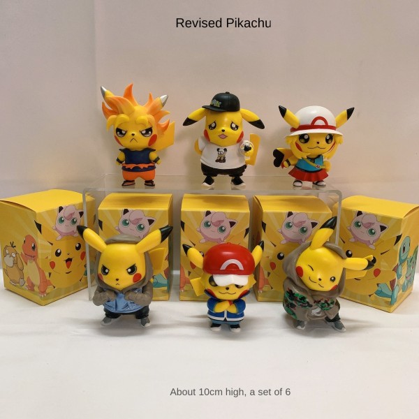 En uppsättning modifierad Pikachu anime modell tide play blind box