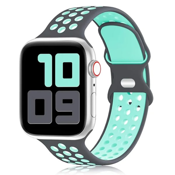 Lämplig för äpplen Rem För Apple Watch Band 49mm 44mm 45mm 42mm 41mm 38mm 40mm correa Silikon sportarmband iwatch 8 SE 7 6 5 Ultra 49 Grey Teal 42 44 45 49mm