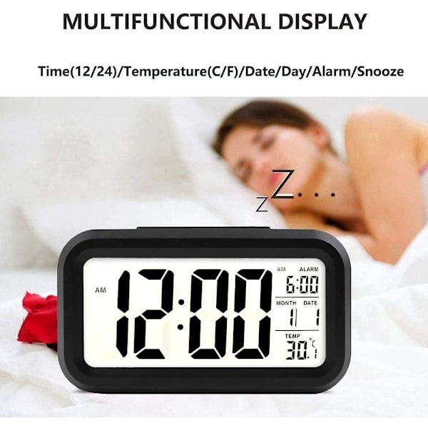 Alarm Clock Led Digital Väckarklocka Stor Display Snooze Night Light Batteri null none