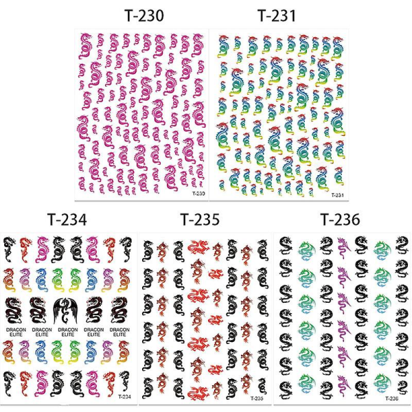 Nagelkonsttillbehör drakformade nagelkonstklistermärken stil 6
