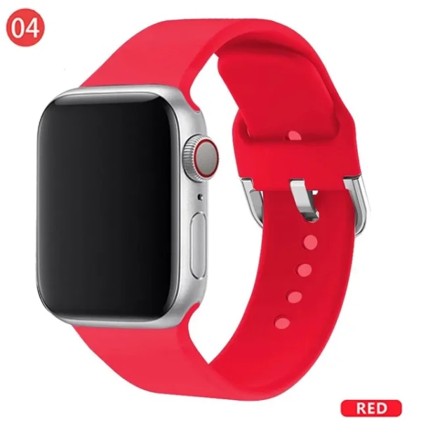 Lämplig för äpplen Mjuk silikonrem för Apple Watch Band 41mm 45mm 38mm 42mm 40 41mm Smart Watchband Armband För iWatch Series 9 8 7 6 Red 42 44 45 49mm S-M