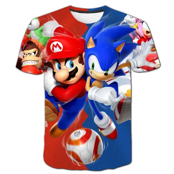 Barn Super Mario T-shirts Pojke Tecknad Toppar T-shirts Barnkläder Baby Pojkar T-shirt Barn Flicka Kläder Nya sommar Kortärmade TX-S1508 160CM