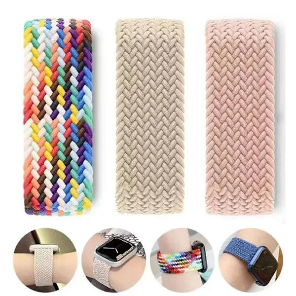 Lämplig för äpplen Flätad Solo Loop Rem För Apple Watch Band Nylon 49mm 45 44 41 40 38mm 42mm Correa Armband iwatch Series 9 8 7 5 SE 6 NEW Black Unity M