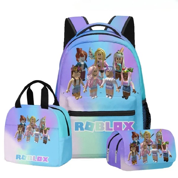 ROBLOX Virtual World Primary Secondary School Skolväska Ryggsäck Mochila Ryggsäck kawaii Cartoon Presents Skolväska Mochila Fully printed bag--C