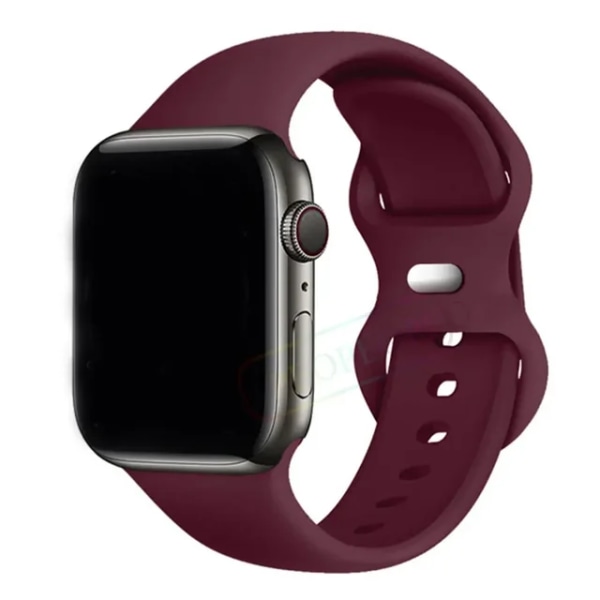 Lämplig för äpplen Silikonrem För Apple Watch Band 44mm 40mm 45mm 42-38-41mm original 1 1 armband iwatch series 8 7 se 3 4 5 6 9 ultra 37 Wine Red 38mm-40mm-41mm S-M