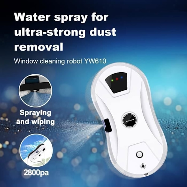 LIECTROUX Vinduftager YW610 - Højtydende, vandreservoir 30mL, Intelligent autonom vinduesvaskerobot Vit