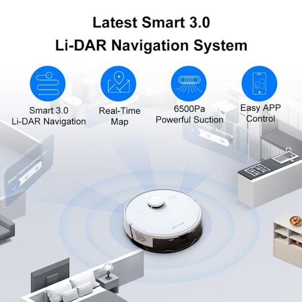 Robot Dammsugare Mopping - LIECTROUX - M70 PRO - 5000Pa - Automatisk Tömning Station - Laser Svart