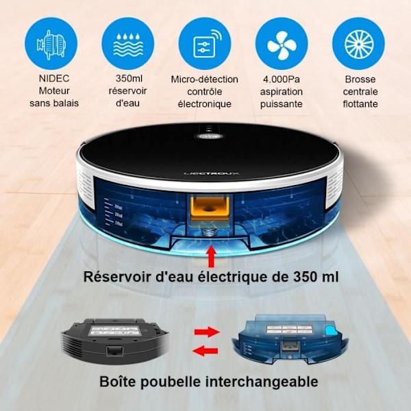 LIECTROUX C30B - Yhdistetty robottipölynimuri - 4000 Pa - Karttanavigointi - Autonomia 120 min - 2500 mAh akku