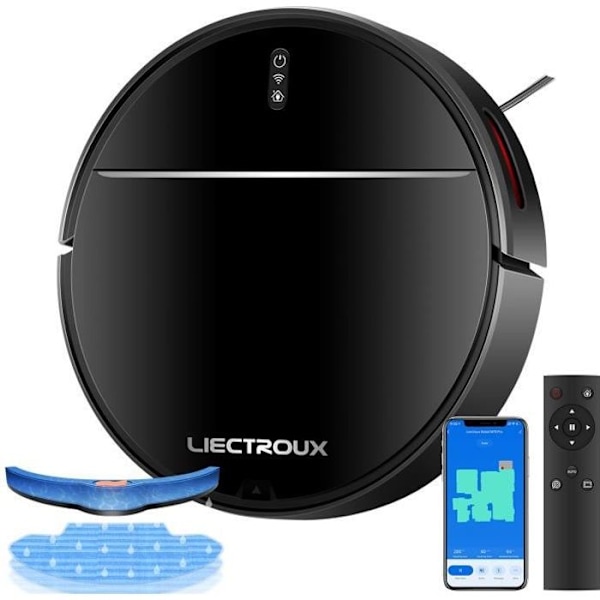 LIECTROUX M7S PRO - Tilsluttet robotstøvsuger - 3000 Pa - Kortnavigation - Autonomi 120 min - 4400mAh batteri