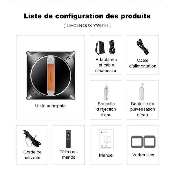 Robotfönsterputsare - Liectroux - YW910 - Dubbel Spray - AI Städning - 3 Automatiska Läge
