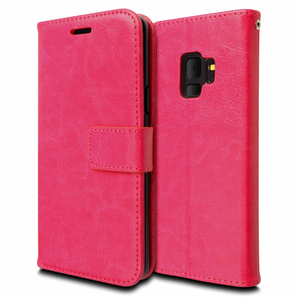 Lompakkokotelo Samsung S9 Plus, 3 korttia / tunnus, vaaleanpunainen Pink