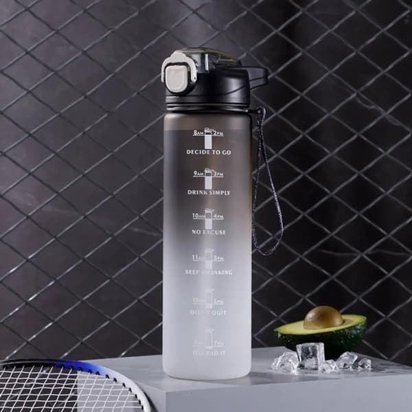1000ML dricksflaska sportflaska vattenflaska dryckesflaska med sugrör svart dricksflaskor