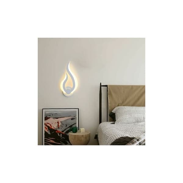 Cham Créative modern vit flammformad LED-vägglampa för sovrum, trappor, vind, sängbord, varmvitt ljus