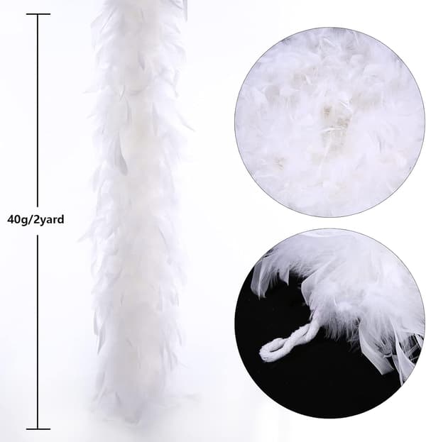 Fjäderhalsduk, 40g pysselmaterial, bröllopsfest Halloween-dekoration (Vit)