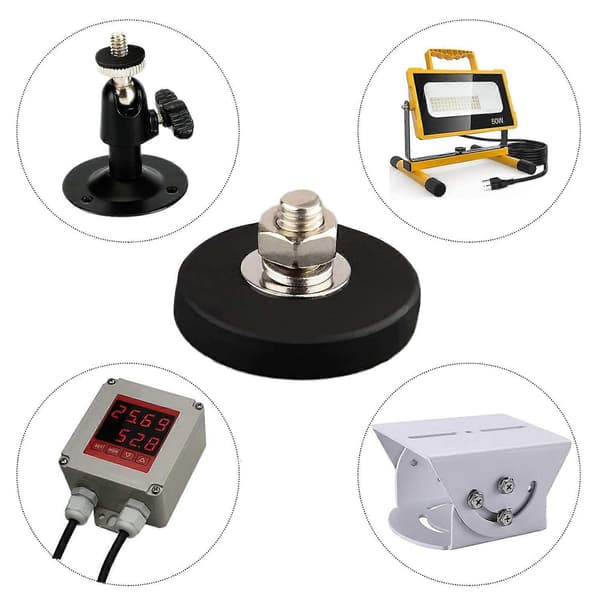 4-pack Repskyddande Neodymmagneter med Gummibeläggning och M6 Hankontakt, Superstark Magnetisk Montering för Belysning