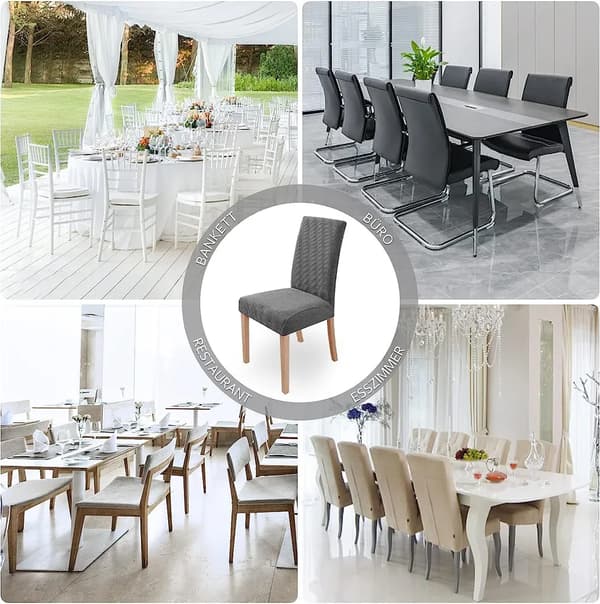 4 delar stolsöverdrag stretch elastiskt universellt stolsöverdrag matsal stolsöverdrag töjbart (beige)