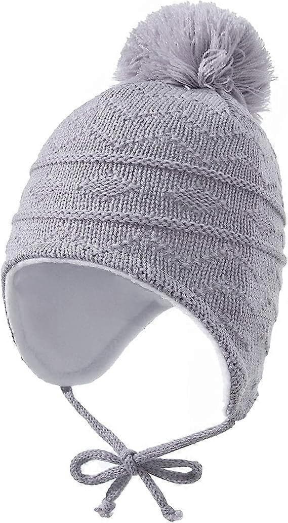 Nyfödda Beanie Hattar Varma Mössa Spädbarn Vinter Toddler Öronklaffar Stickad Hatt med Pompojke Sticka Flicka Omsorg