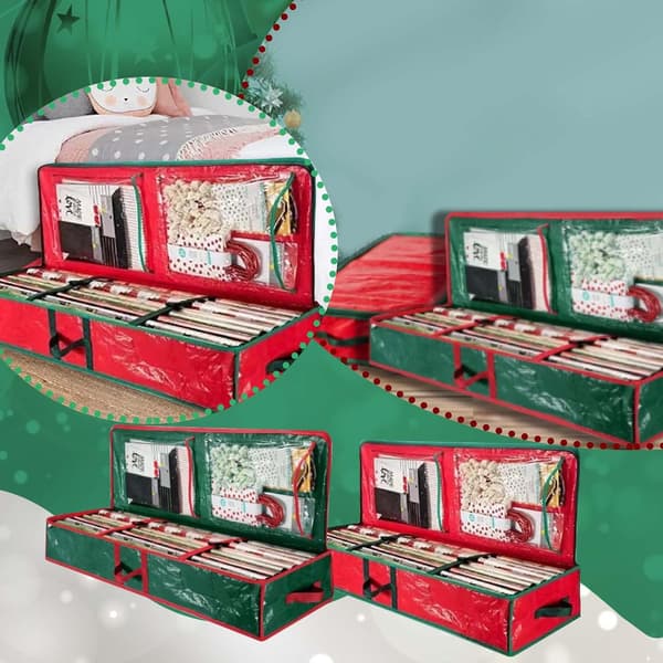 Förvaringsväska för julklappspapper och juldekorationer, stor kapacitet