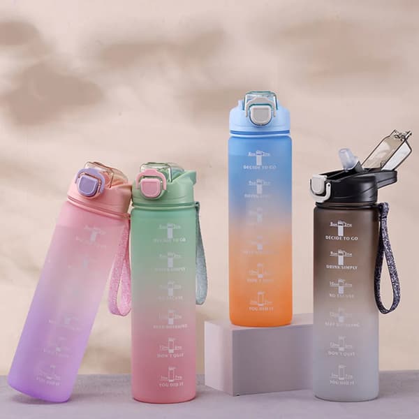 1000ML dricksflaska sportflaska vattenflaska dryckesflaska med sugrör svart dricksflaskor