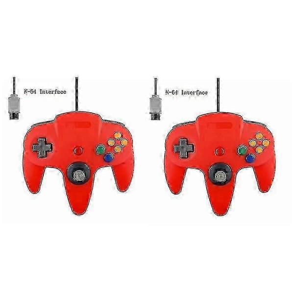 2-pack Klassisk Trådbunden N64-handkontroll Retrospel 64-bitars Gamepad Joystick Ersättning