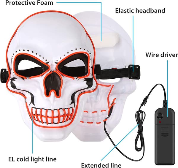 LED Purge Mask, Läskig Halloween-kostymaccessoar, Röd