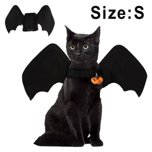 Katt Fladdermusvingar Kostym, Halloween Husdjursdräkt (S)