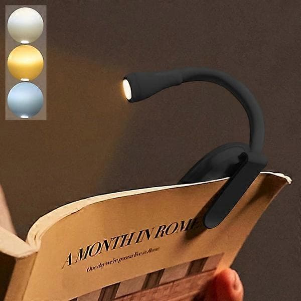 Book light, rechargeable clip-on reading light, adjustable brightness