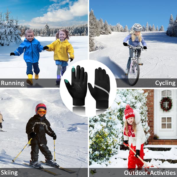 Kid Gloves Barn Touchscreen Handskar - Varma Vinterhandskar för Kallt Väder Touch Screen Löparhandskar Termiska Ridhandskar Cykelhandskar (M)