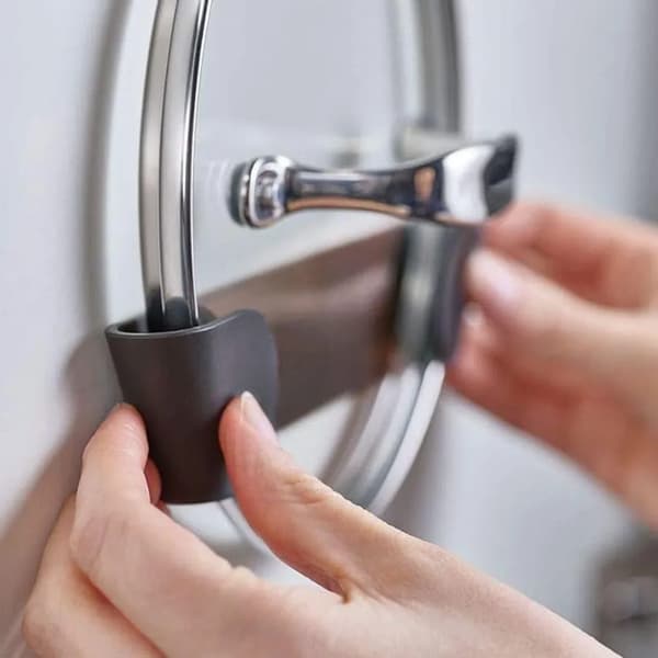 Förpackning med 4 lockhållare, grytlockshållare, lockhållare, för lock upp till 24 cm