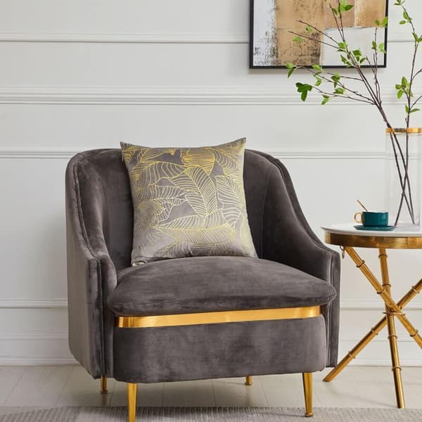 Kuddfodral 45 x 45 cm sammet guldlöv kuddfodral grå dekorativt kuddfodral prydnadskudde för soffa sovrum vardagsrum set om 2