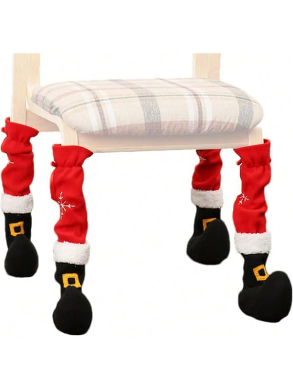 4-pack Jul Stolsbensskydd, Dekorativa Flanellstrumpskydd