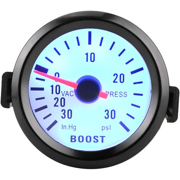 Universal Boost Pointer Mätare Vakuumtrycksmätare 0-30 PSI 12V Blå LED-urtavla 52mm Diameter för Bilmotor