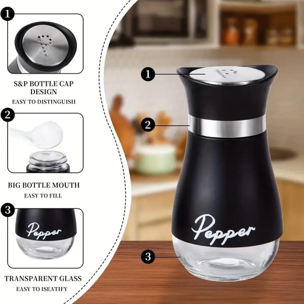 Påfyllningsbar Salt- och Pepparkar Set, Kryddflaskor, - Behållare för Hem, Restaurang och Picknick - 100 ml Kökstillbehör