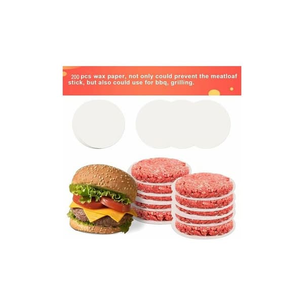 3-i-1 Hamburgerpress, fylld hamburgerpress med 200st non-stick BBQ-burgerpapper