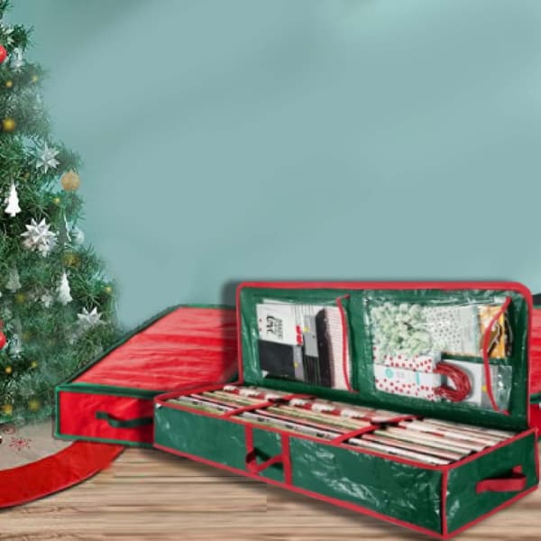 Förvaringsväska för julklappspapper och juldekorationer, stor kapacitet