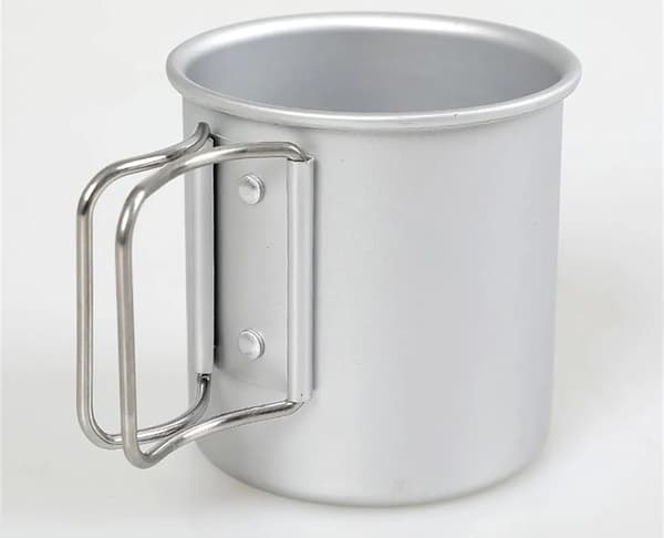 300 ml Campingvattenkopp, Bärbar Vikbar Aluminiumkopp för Utomhusbruk, för Camping Picknick Vandring (Vit)