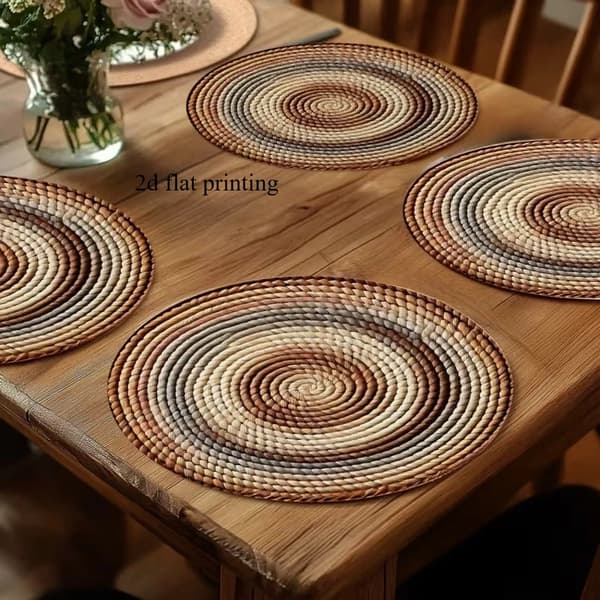 Runda 2D-tryckta bordstabletter, set om fyra color:4PC