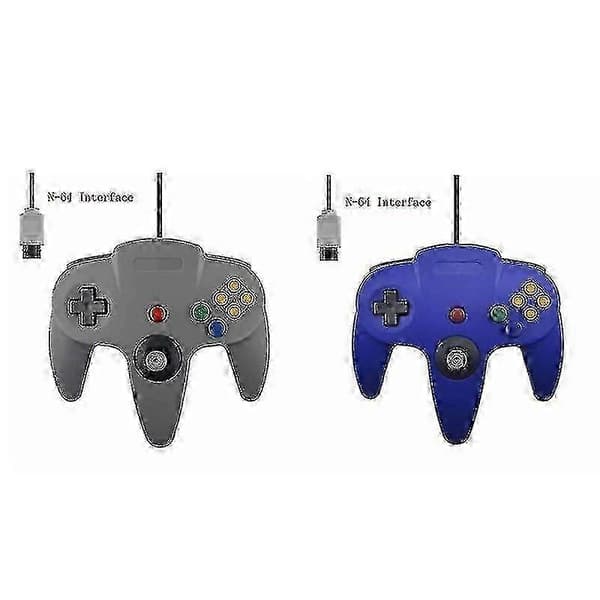 2-pack Klassisk Trådbunden N64-handkontroll Retrospel 64-bitars Gamepad Joystick Ersättning