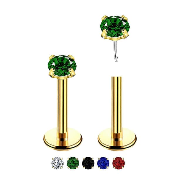 2 st Gröna Näsringar, 20g Brosk Smaragd Örhängen Tragus Piercing Smycken för St Patri