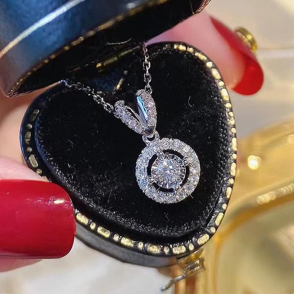 Kvinnor Underbara Smycken Cubic Zirconia Silver Halsband Hänge Bröllopsgåva, 1 st