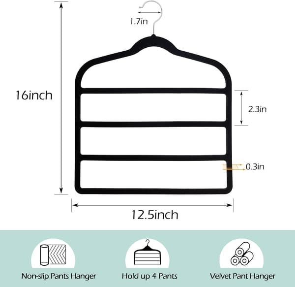 3-pack jeanshängare, flera sammetshängare