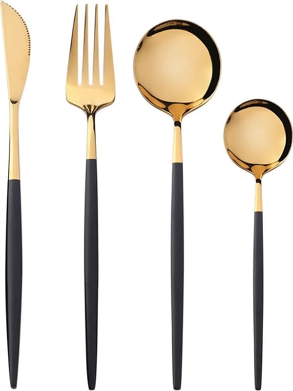 4 st rostfria bestickset rostfritt bestickset matbestick (svart)